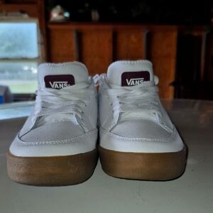 Vans White Sneakers with Brown Sole